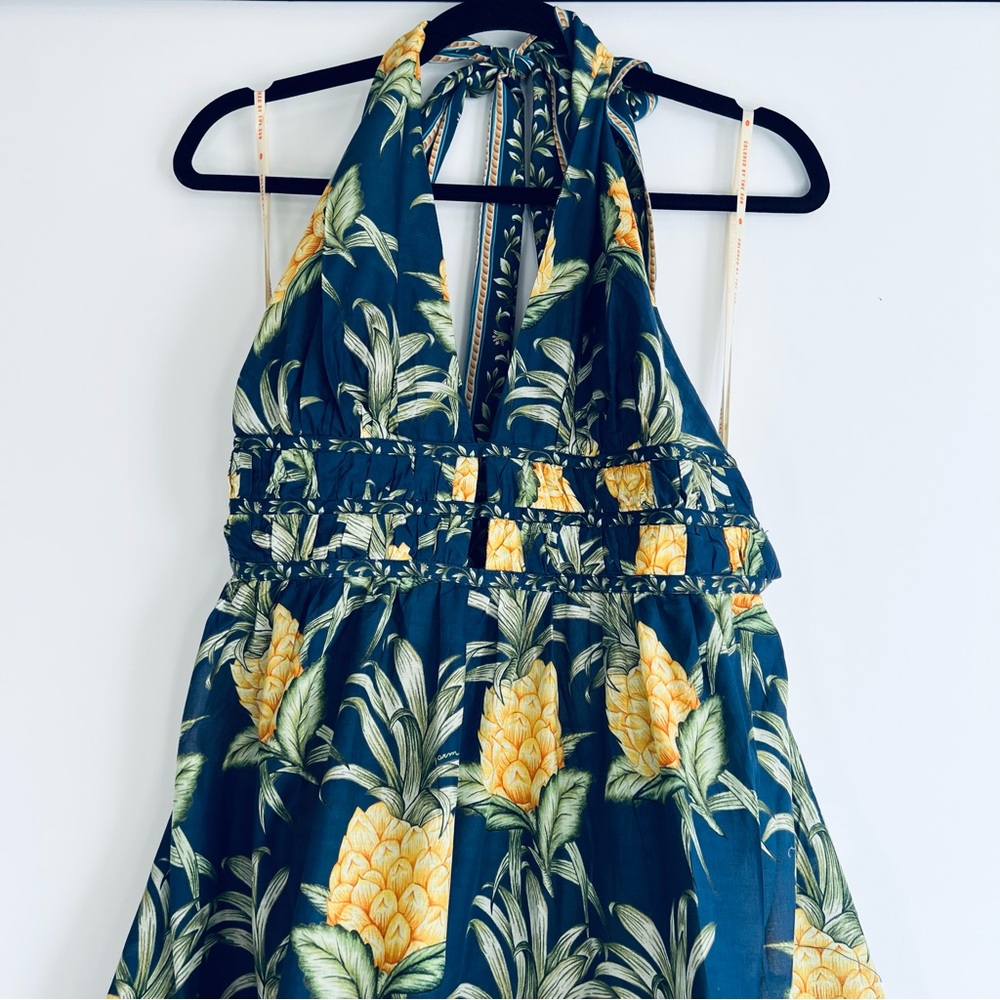 FARM Rio Delicate Pineapple Halter Midi Dress Size Large NWT - Picture 7 of 16